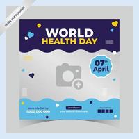 monde santé journée des postes concept, hôpital santé carré social médias affiche, vecteur