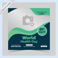 monde santé journée des postes concept, hôpital santé carré social médias affiche, vecteur