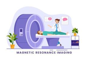 mri ou magnétique résonance imagerie illustration avec médecin et patient sur médical examen et ct analyse dans plat dessin animé main tiré modèles vecteur