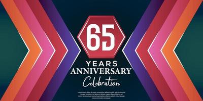 65 année anniversaire fête conception avec luxe abstrait Couleur style sur luxe noir motif vecteur