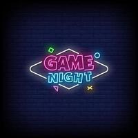 vecteur de texte de style enseignes au néon de nuit de jeu