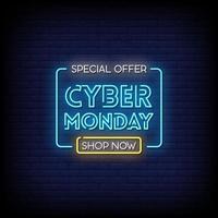 vecteur de texte de style cyber lundi néon