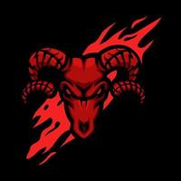 rouge crâne chèvre esport logo conception vecteur