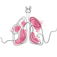 Humain poumons organe continu ligne dessin dans branché minimal style vecteur illustration.anatomique Humain poumons, interne organe silhouette ligne art esquisser avec abstrait taches.santé et médicament concept