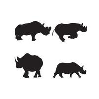 jeu de symboles rhinocéros silhouette rhinocéros vecteur