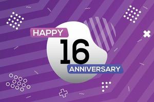 16e année anniversaire logo vecteur conception anniversaire fête avec coloré géométrique formes abstrait illustration
