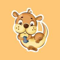 mignonne loutre dessin animé personnage dans autocollant style prime vecteur graphique atout