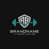 Créatif lettre rb logo conception pour Gym ou aptitude avec Facile bouclier et haltère conception style vecteur