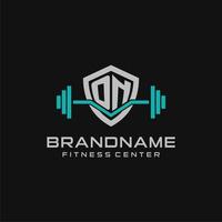 Créatif lettre sur logo conception pour Gym ou aptitude avec Facile bouclier et haltère conception style vecteur