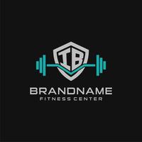 Créatif lettre ib logo conception pour Gym ou aptitude avec Facile bouclier et haltère conception style vecteur
