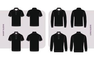contour noir polo chemise maquette dans divers manches vecteur