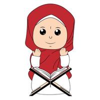 mignonne fille hijab dessin animé illustration vecteur