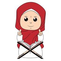 mignonne fille hijab dessin animé illustration vecteur