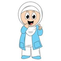 mignonne fille hijab dessin animé illustration vecteur