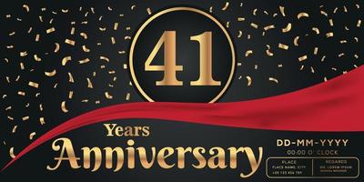 41e ans anniversaire fête logo sur foncé Contexte avec d'or Nombres et d'or abstrait confettis vecteur conception