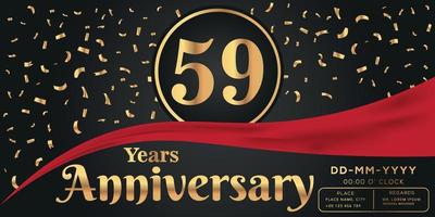 59e ans anniversaire fête logo sur foncé Contexte avec d'or Nombres et d'or abstrait confettis vecteur conception