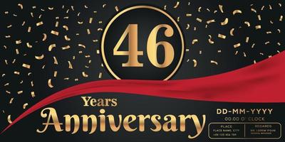 46ème ans anniversaire fête logo sur foncé Contexte avec d'or Nombres et d'or abstrait confettis vecteur conception