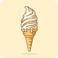 vanille la glace crème sur une cône est parfait pour été, vecteur illustration.