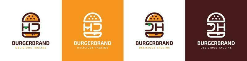 lettre hj et jh Burger logo, adapté pour tout affaires en relation à Burger avec hj ou jh initiales. vecteur