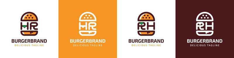lettre heure et rh Burger logo, adapté pour tout affaires en relation à Burger avec heure ou rh initiales. vecteur