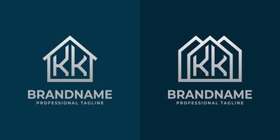 lettre kk Accueil logo ensemble. adapté pour tout affaires en relation à loger, réel domaine, construction, intérieur avec kk initiales. vecteur