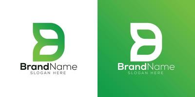 professionnel lettre b feuille logo conception modèle sur blanc et vert Contexte vecteur