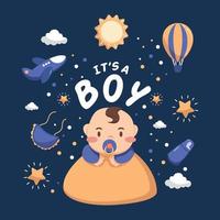 illustration du jour de naissance de bébé garçon vecteur
