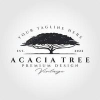 acacia arbre silhouette vecteur logo symbole illustration conception, ancien arbre logo conception