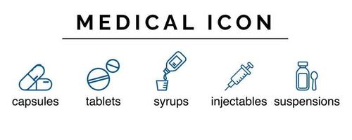 médical plat icône ensemble illustration vecteur