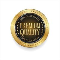 prime qualité d'or badge isolé sur blanc Contexte vecteur