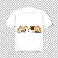 conception de groupe d'animaux sauvages sur t-shirt isolé sur fond transparent vecteur