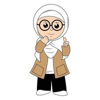 mignonne fille hijab dessin animé illustration vecteur