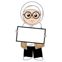 mignonne fille hijab dessin animé illustration vecteur