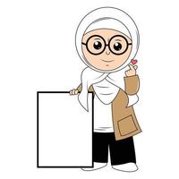 mignonne fille hijab dessin animé illustration vecteur