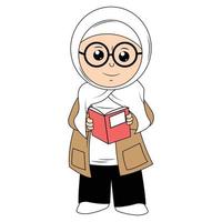 mignonne fille hijab dessin animé illustration vecteur