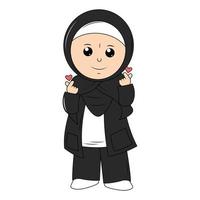 mignonne fille hijab dessin animé illustration vecteur