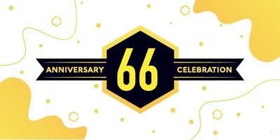 66 ans anniversaire logo vecteur conception avec Jaune géométrique forme avec noir et abstrait conception sur blanc Contexte modèle