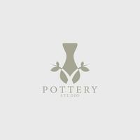 poterie vase studio logo minimaliste style vecteur