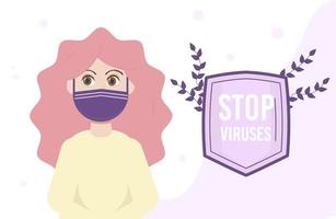 arrêter l'illustration vectorielle de virus concept. femme médecin en masque. vecteur