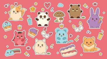 vecteur d'autocollant patch animaux kawaii