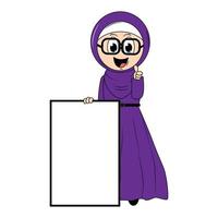 mignonne fille hijab dessin animé illustration vecteur