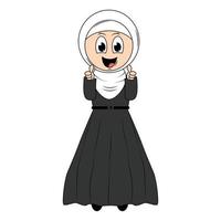 mignonne fille hijab dessin animé illustration vecteur