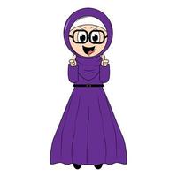 mignonne fille hijab dessin animé illustration vecteur