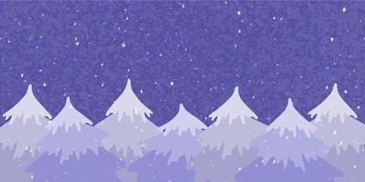 violet de fête Contexte avec Noël des arbres et chute de neige. confortable Noël scène avec un vide espace pour votre message. vecteur illustration.