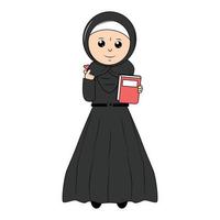 mignonne fille hijab dessin animé illustration vecteur