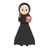 mignonne fille hijab dessin animé illustration vecteur