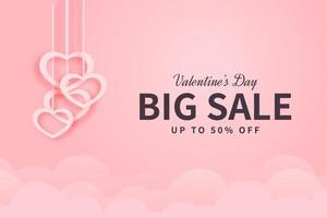 vente de promotion de bannière mignonne Saint Valentin. conception de fond de modèle de réduction de publicité grande vente vecteur