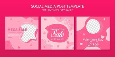 ensemble de bannière de vente de la Saint-Valentin avec fond abstrait pour le modèle de publication de médias sociaux ou la conception publicitaire de bannière Web vecteur