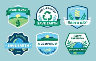 collection de badges de sensibilisation au jour de la terre vecteur