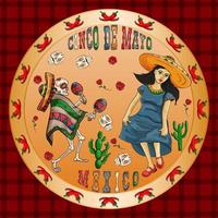 conception d & # 39; illustration sur le thème mexicain de la célébration du cinco de mayo vecteur